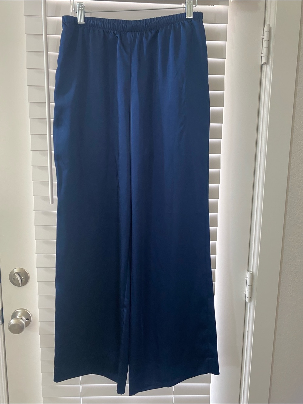 Women's Wide-Leg Elastic Waist Navy Pant